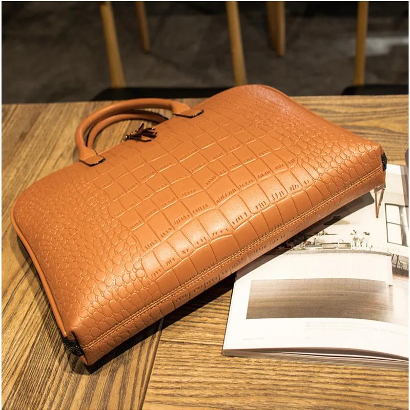 13Fashion Female Leather Shoulder Laptop Bag Women 15.6 16 Waterproof Briefcases 13.3 14 15 Bags For Xiaomi Macbook Air 13 Handbag