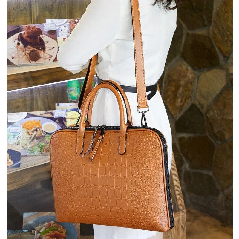 13Fashion Female Leather Shoulder Laptop Bag Women 15.6 16 Waterproof Briefcases 13.3 14 15 Bags For Xiaomi Macbook Air 13 Handbag
