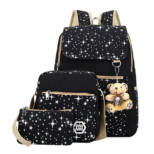 3pcs Children School Bags Backpacks With Bear