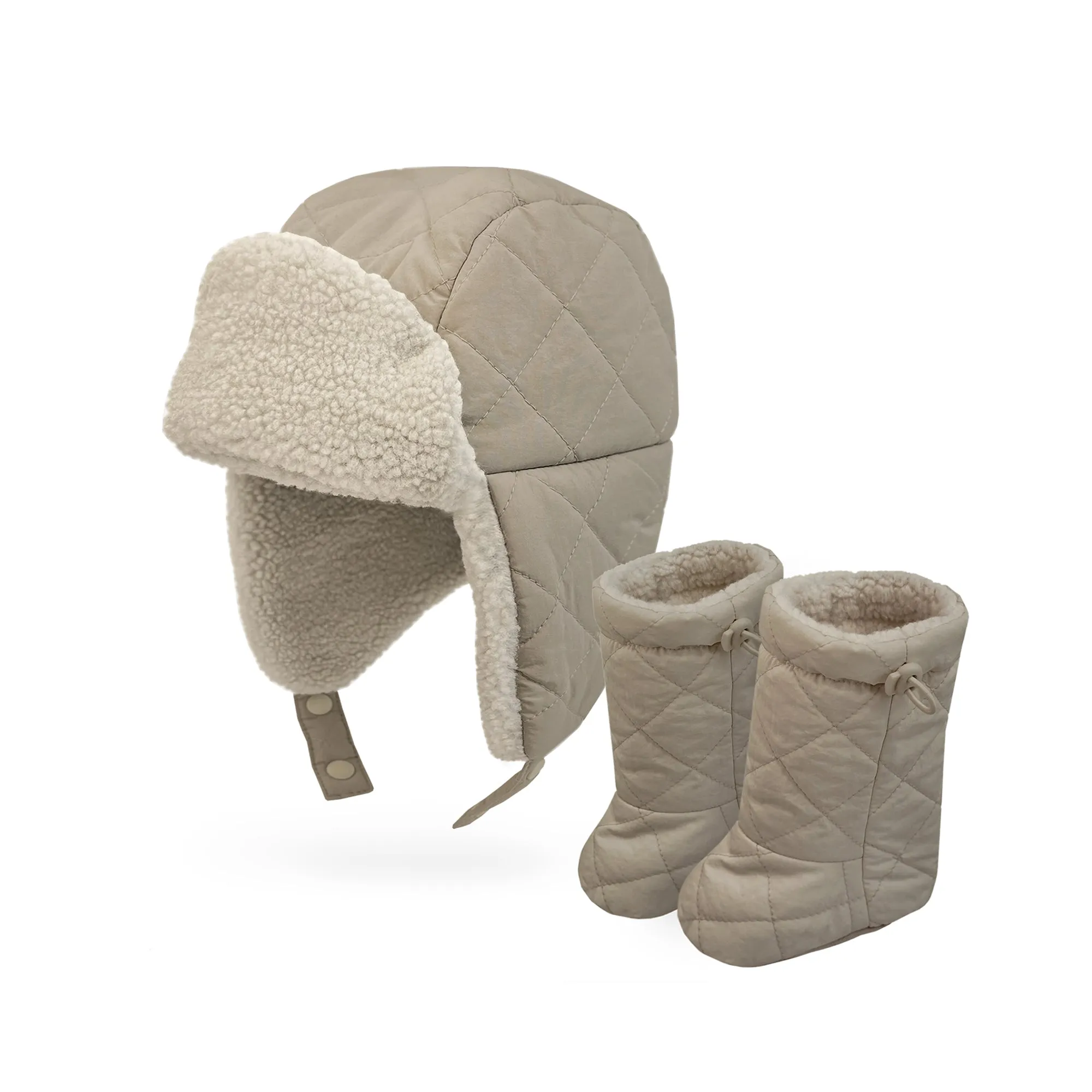 Baby Trapper Hat Toddler Winter Quilted Puffer Ear Flap Hat | Pink
