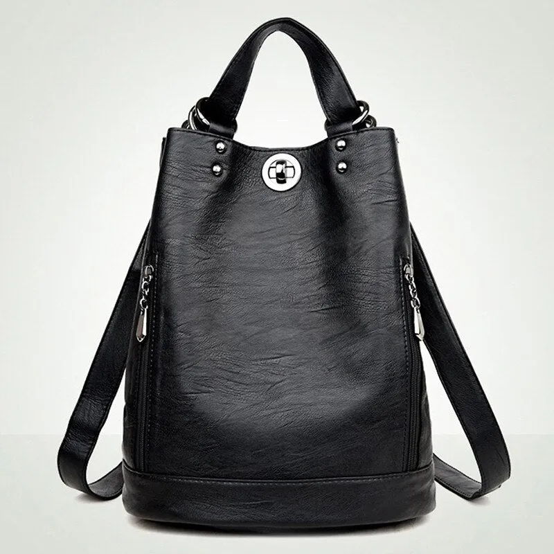 Backpack Women Leather School Bags For Teenage Girls Fashion