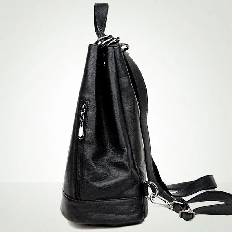 Backpack Women Leather School Bags For Teenage Girls Fashion