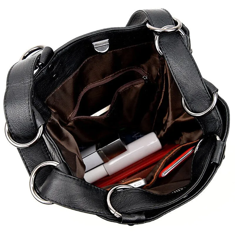 Backpack Women Leather School Bags For Teenage Girls Fashion