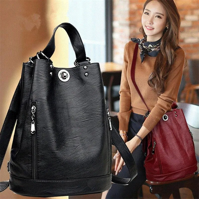 Backpack Women Leather School Bags For Teenage Girls Fashion