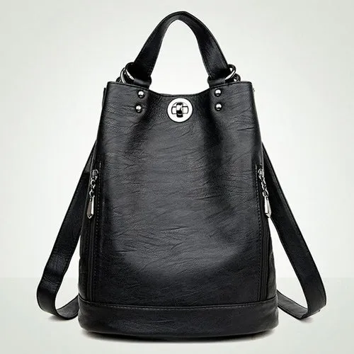 Backpack Women Leather School Bags For Teenage Girls Fashion