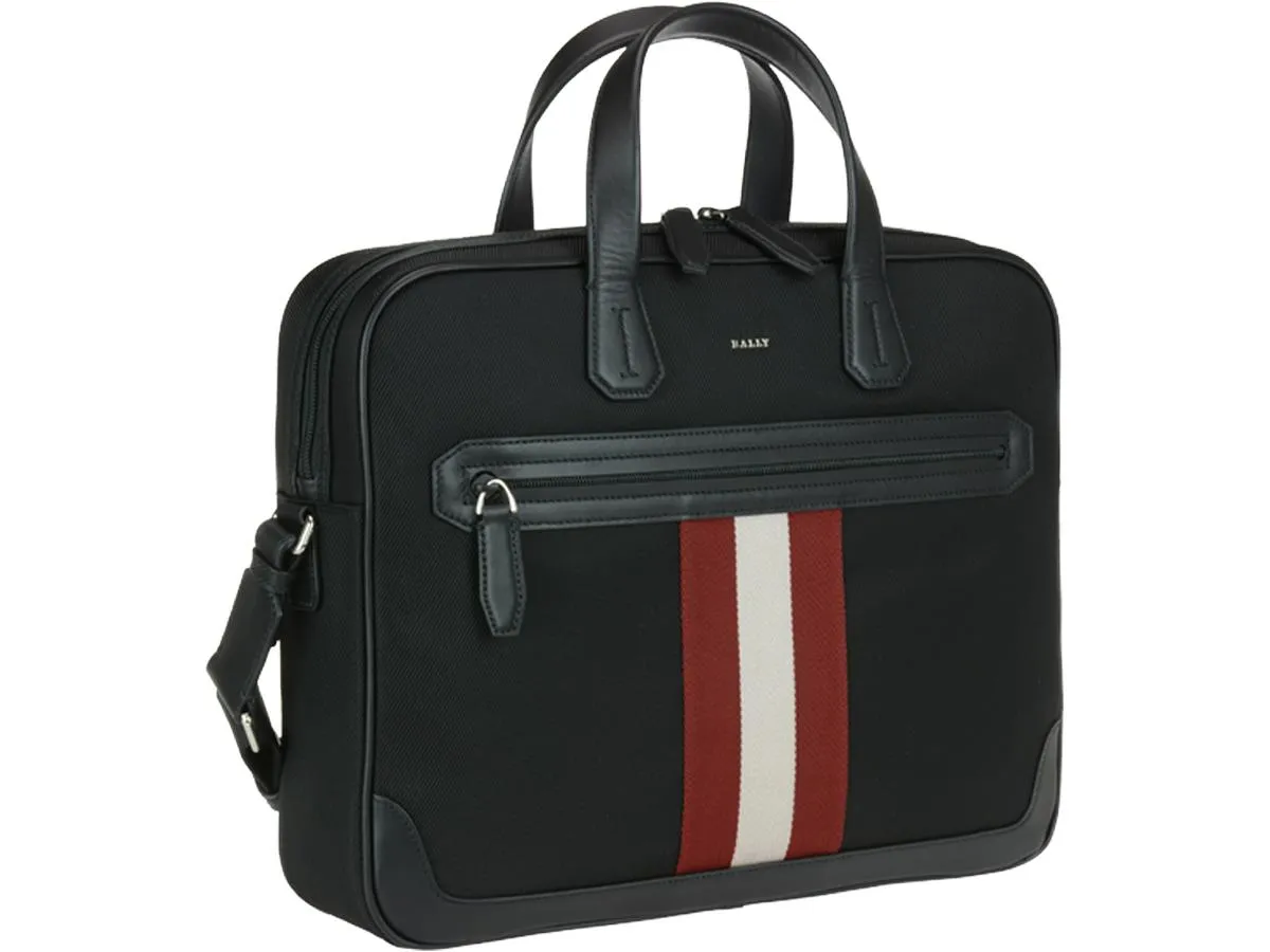 Bally Logo Plaque Stripe Detailed Laptop Bag