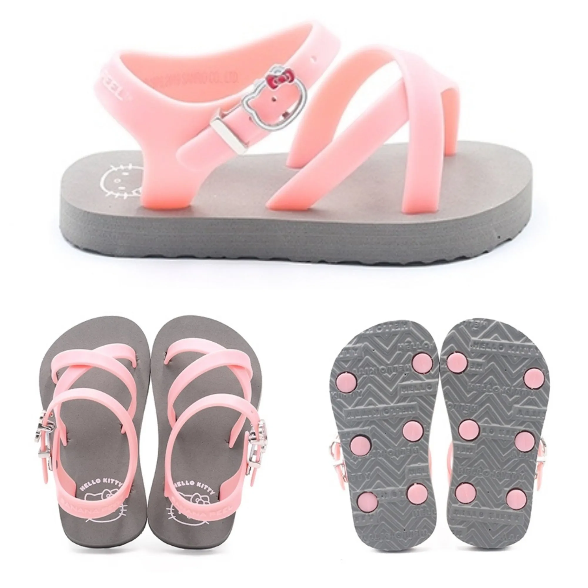 Banana Peel Slippers for Toddlers Hello Kitty Touch of Pink - Anchor Gray
