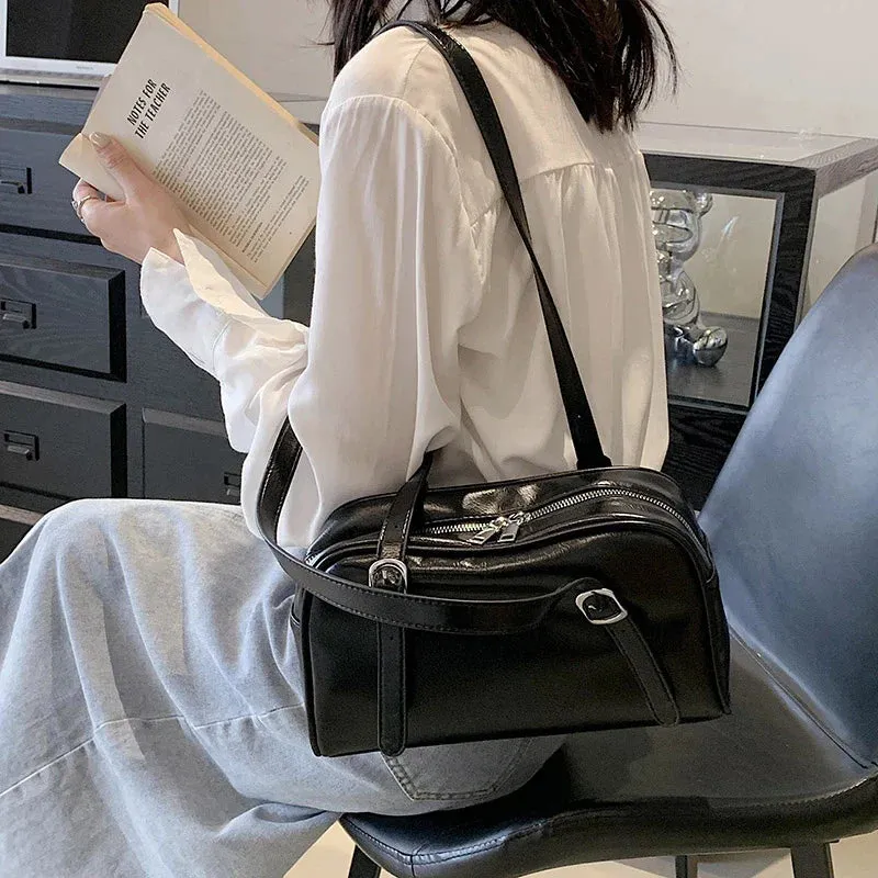 binfenxie  Commuter Shoulder Bags For Women Luxury Designer Handbags Pure Color Mini Boston Bag Big Capacity Pillow Underarm Bag