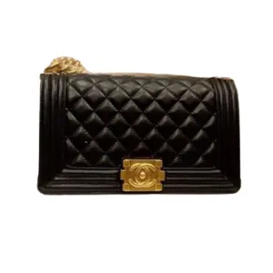 Black Double Flap Leather Sling Shoulder Handbag For Women