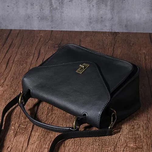 Black Handbag Genuine Leather Brown Fashion Side Bag Work Shoulder Bag Purse