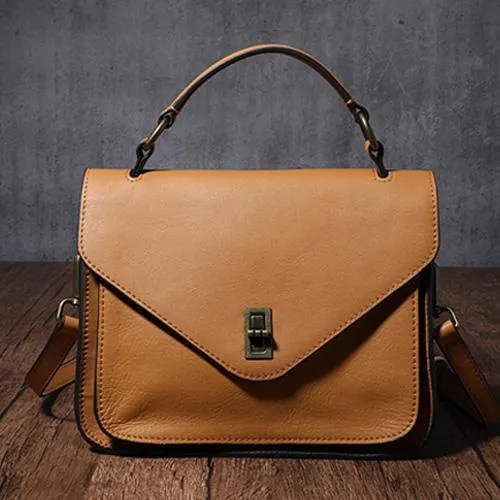 Black Handbag Genuine Leather Brown Fashion Side Bag Work Shoulder Bag Purse
