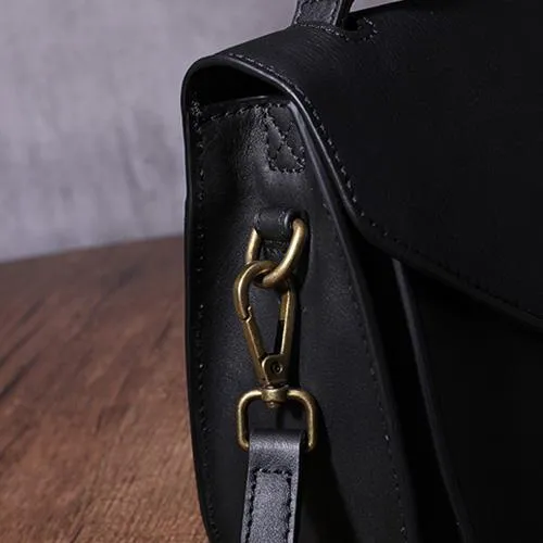 Black Handbag Genuine Leather Brown Fashion Side Bag Work Shoulder Bag Purse
