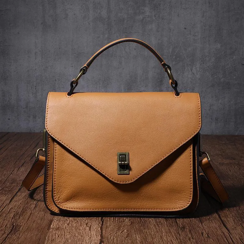 Black Handbag Genuine Leather Brown Fashion Side Bag Work Shoulder Bag Purse