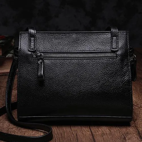 Black Vintage Womens Genuine Leather Heart Shoulder Bag Side Bag Purse for Ladies