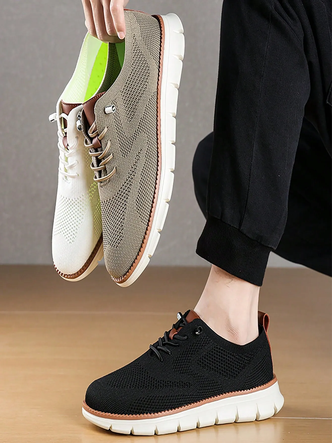 British Style Summer Breathable Athletic Shoes, Mesh Running Shoes, Plus Size 48 Cross-Border Patchwork Sneakers