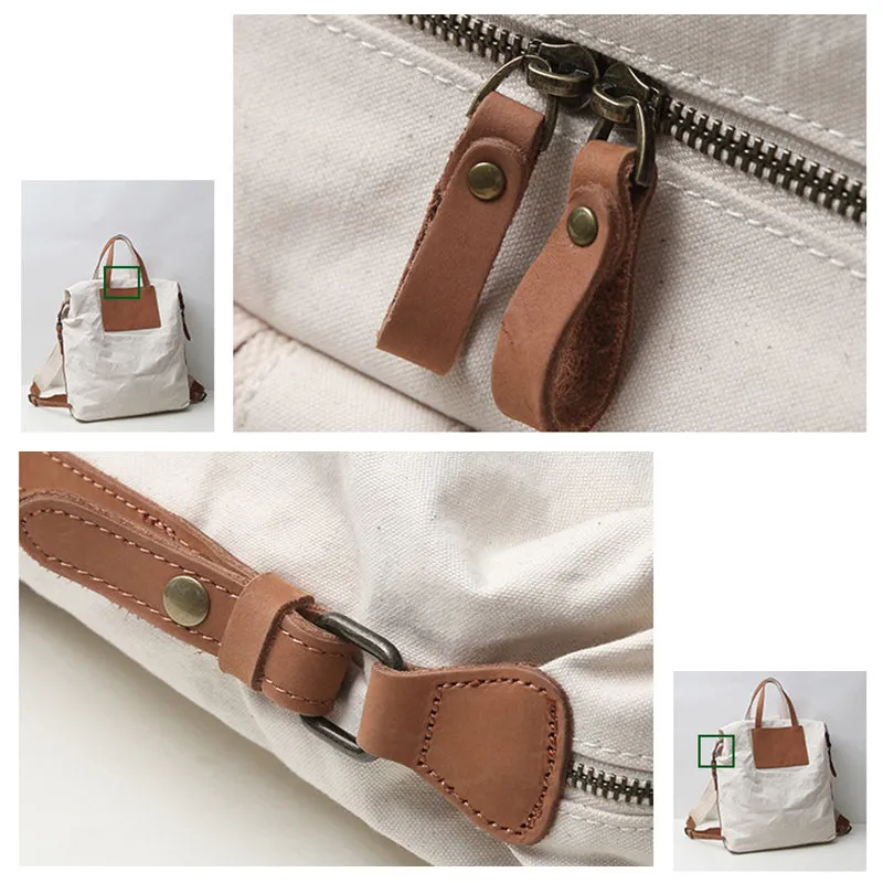 Canvas Backpack Canvas With Full Grain Leather Travel Backpack School Backpack Y8135