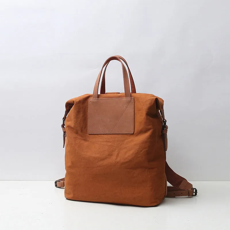 Canvas Backpack Canvas With Full Grain Leather Travel Backpack School Backpack Y8135