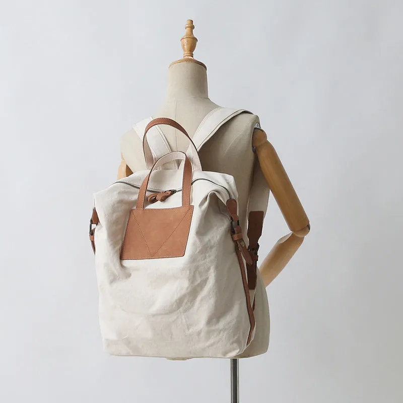 Canvas Backpack Canvas With Full Grain Leather Travel Backpack School Backpack Y8135