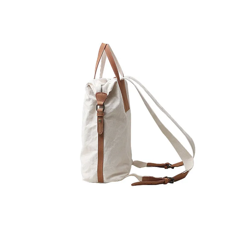 Canvas Backpack Canvas With Full Grain Leather Travel Backpack School Backpack Y8135