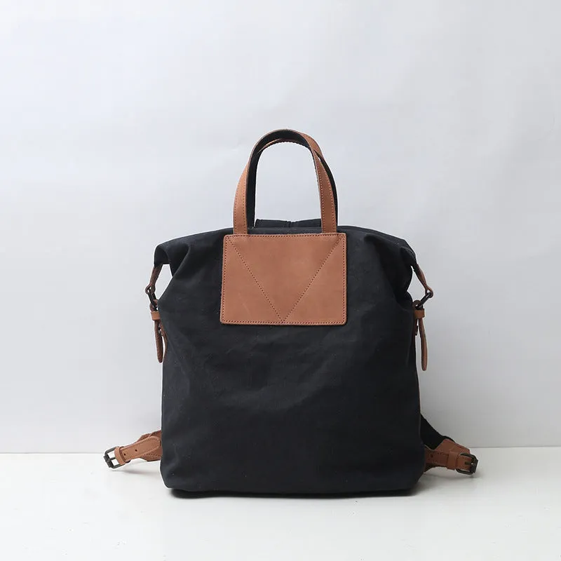 Canvas Backpack Canvas With Full Grain Leather Travel Backpack School Backpack Y8135