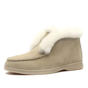 Casual Suede Slip On Fur Lining Ankle Boots