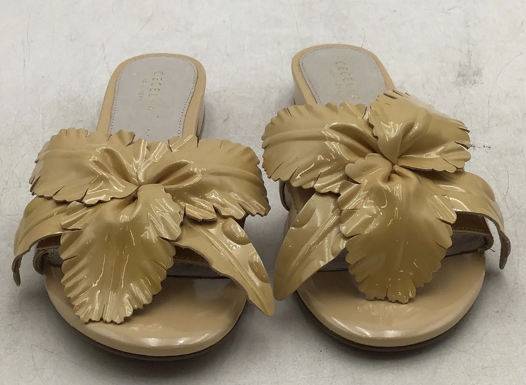 Cecelia New York Women's Gold Leather Casual Slip-On Flat Sandals - Size 8M