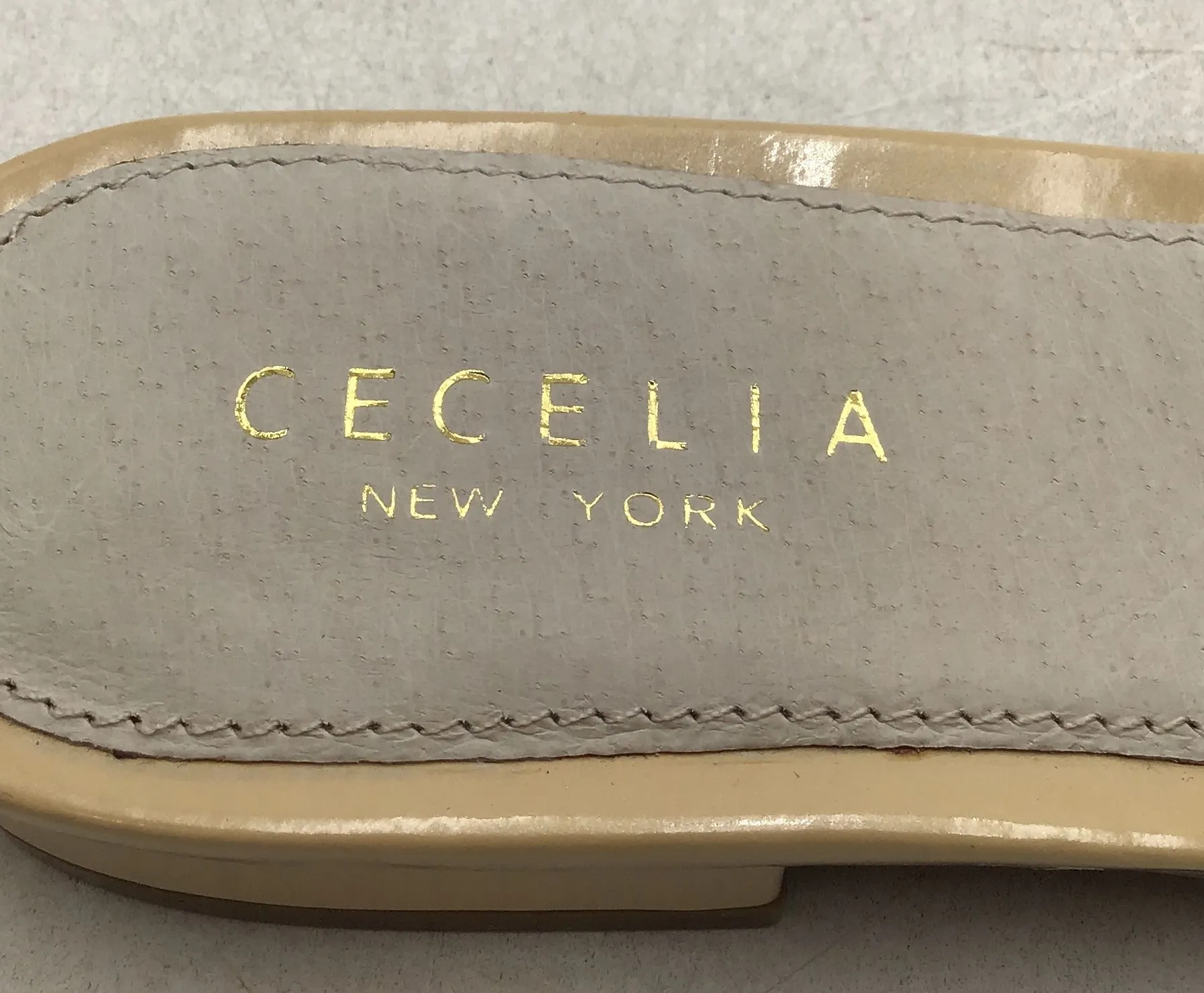 Cecelia New York Women's Gold Leather Casual Slip-On Flat Sandals - Size 8M
