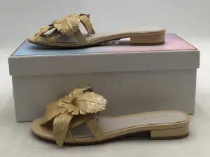 Cecelia New York Women's Gold Leather Casual Slip-On Flat Sandals - Size 8M