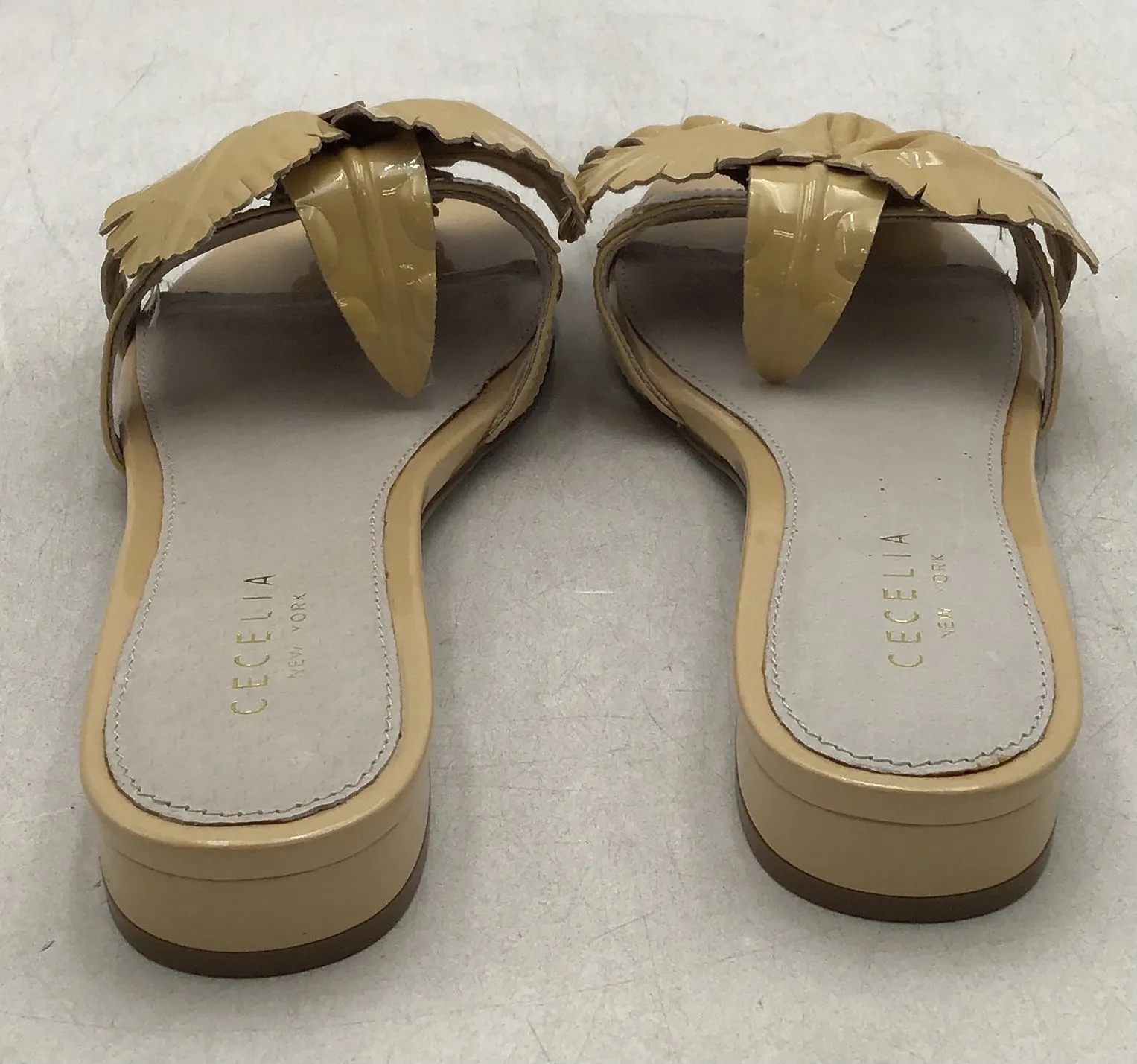 Cecelia New York Women's Gold Leather Casual Slip-On Flat Sandals - Size 8M