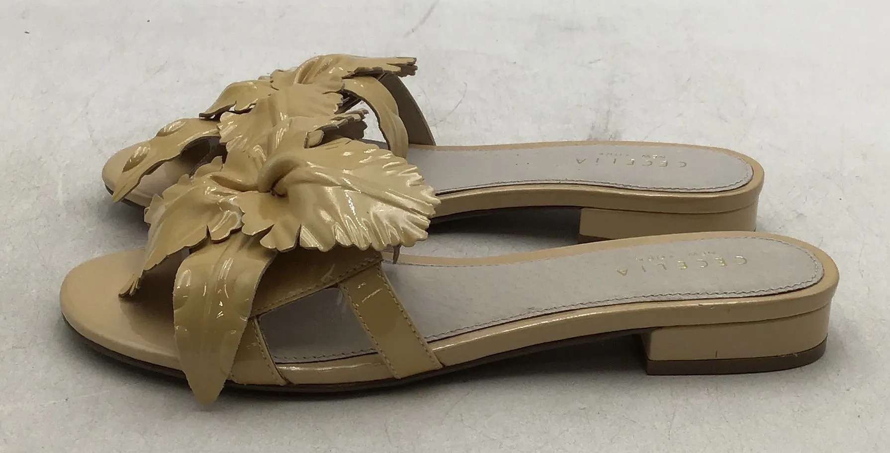 Cecelia New York Women's Gold Leather Casual Slip-On Flat Sandals - Size 8M