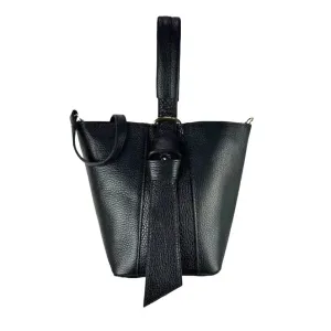 Chenson & Gorett Genuine Leather Top Handle Tote Handbag with Interior Bag in Black