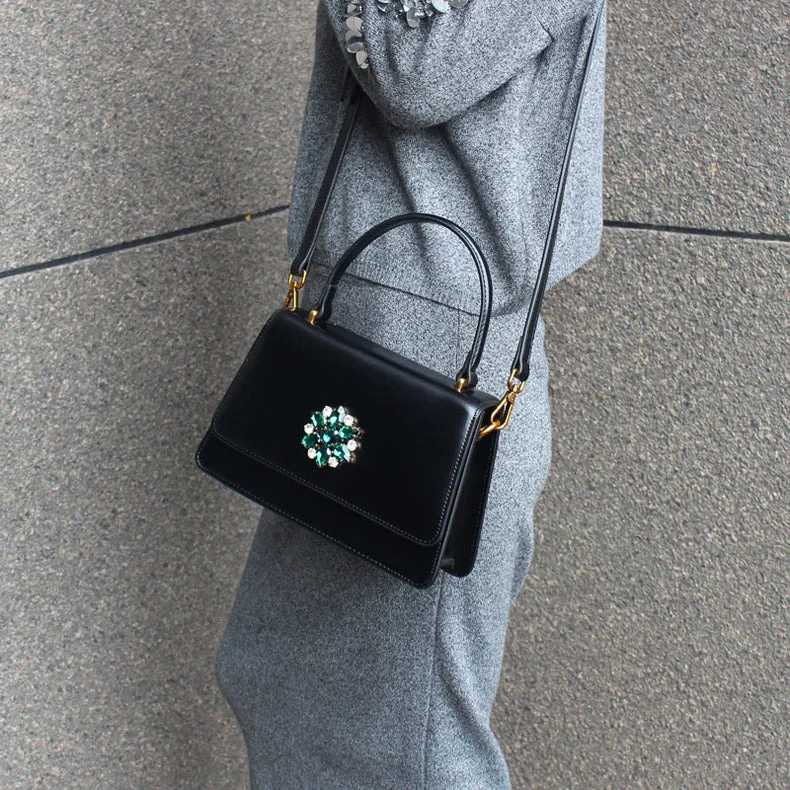 Chic Womens Black Shoulder Handbags Small Leather Crossbody Bag For Women