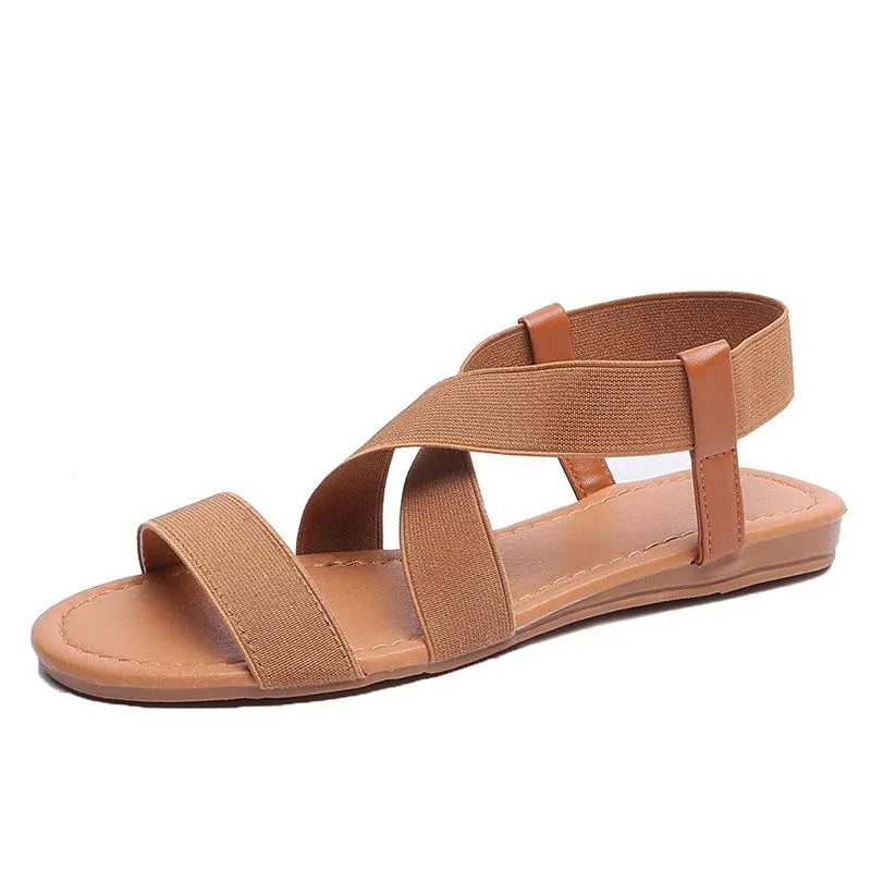 Chicvane Criss Cross  Slip On Flat Sandals Rome Shoes