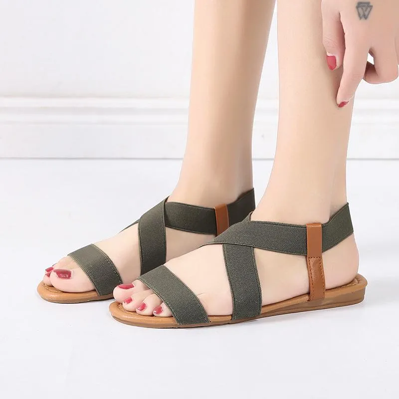 Chicvane Criss Cross  Slip On Flat Sandals Rome Shoes