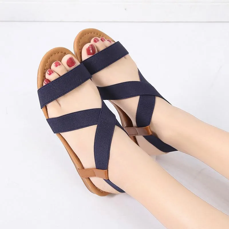 Chicvane Criss Cross  Slip On Flat Sandals Rome Shoes