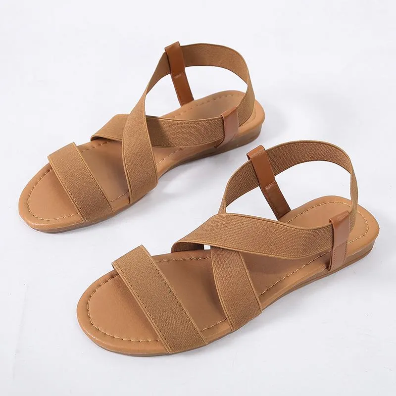 Chicvane Criss Cross  Slip On Flat Sandals Rome Shoes