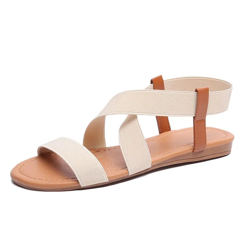 Chicvane Criss Cross  Slip On Flat Sandals Rome Shoes