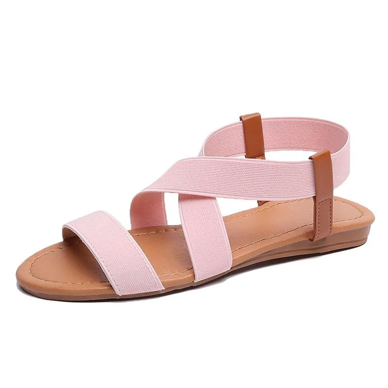 Chicvane Criss Cross  Slip On Flat Sandals Rome Shoes