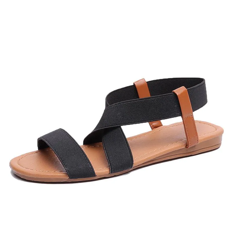 Chicvane Criss Cross  Slip On Flat Sandals Rome Shoes