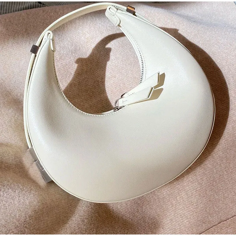 Christmas Gift Brand Designer Handbags For Women Fashion Genuine Leather Message Underarm Bags Cute Candy Color New Crescent Pack Zipper Open