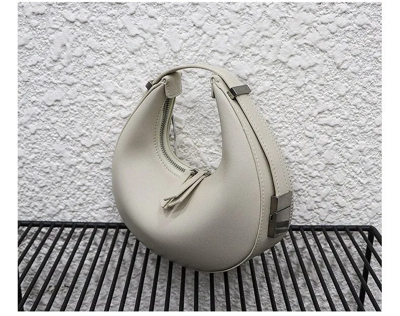 Christmas Gift Brand Designer Handbags For Women Fashion Genuine Leather Message Underarm Bags Cute Candy Color New Crescent Pack Zipper Open