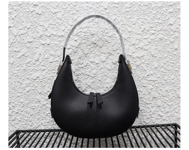 Christmas Gift Brand Designer Handbags For Women Fashion Genuine Leather Message Underarm Bags Cute Candy Color New Crescent Pack Zipper Open