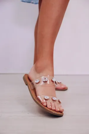 Colette PU Slip On Sandals - Clear