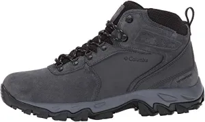 Columbia Men's Newton Ridge Plus II Suede Waterproof Boot, Breathable with High-Traction Grip, shark/black,9