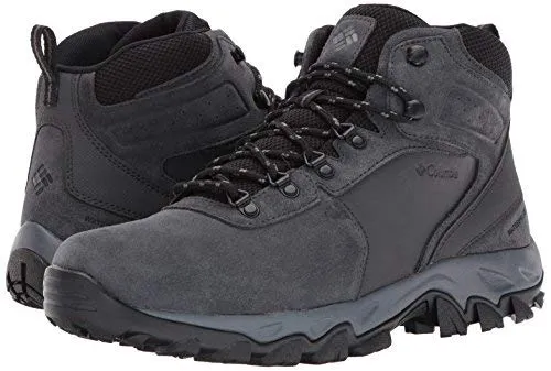 Columbia Men's Newton Ridge Plus II Suede Waterproof Boot, Breathable with High-Traction Grip, shark/black,9