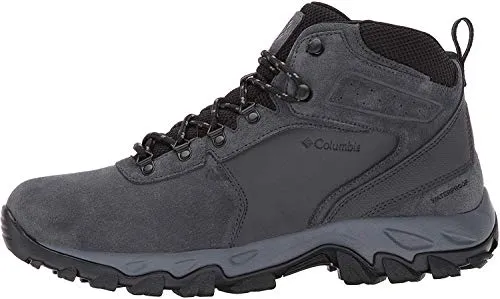 Columbia Men's Newton Ridge Plus II Suede Waterproof Boot, Breathable with High-Traction Grip, shark/black,9