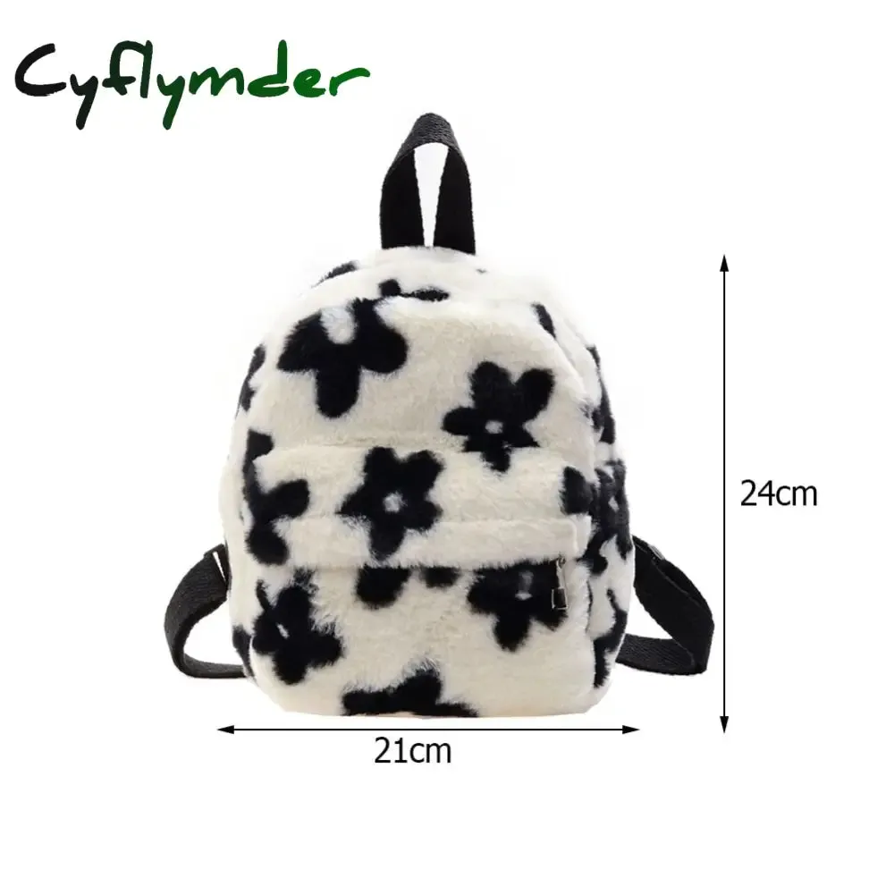 Cyflymder Portable Children Travel Shopping Rucksacks Casual Autumn Winter Lamb Fleece Women's Bagpack Cute Bear Shaped Shoulder Backpack