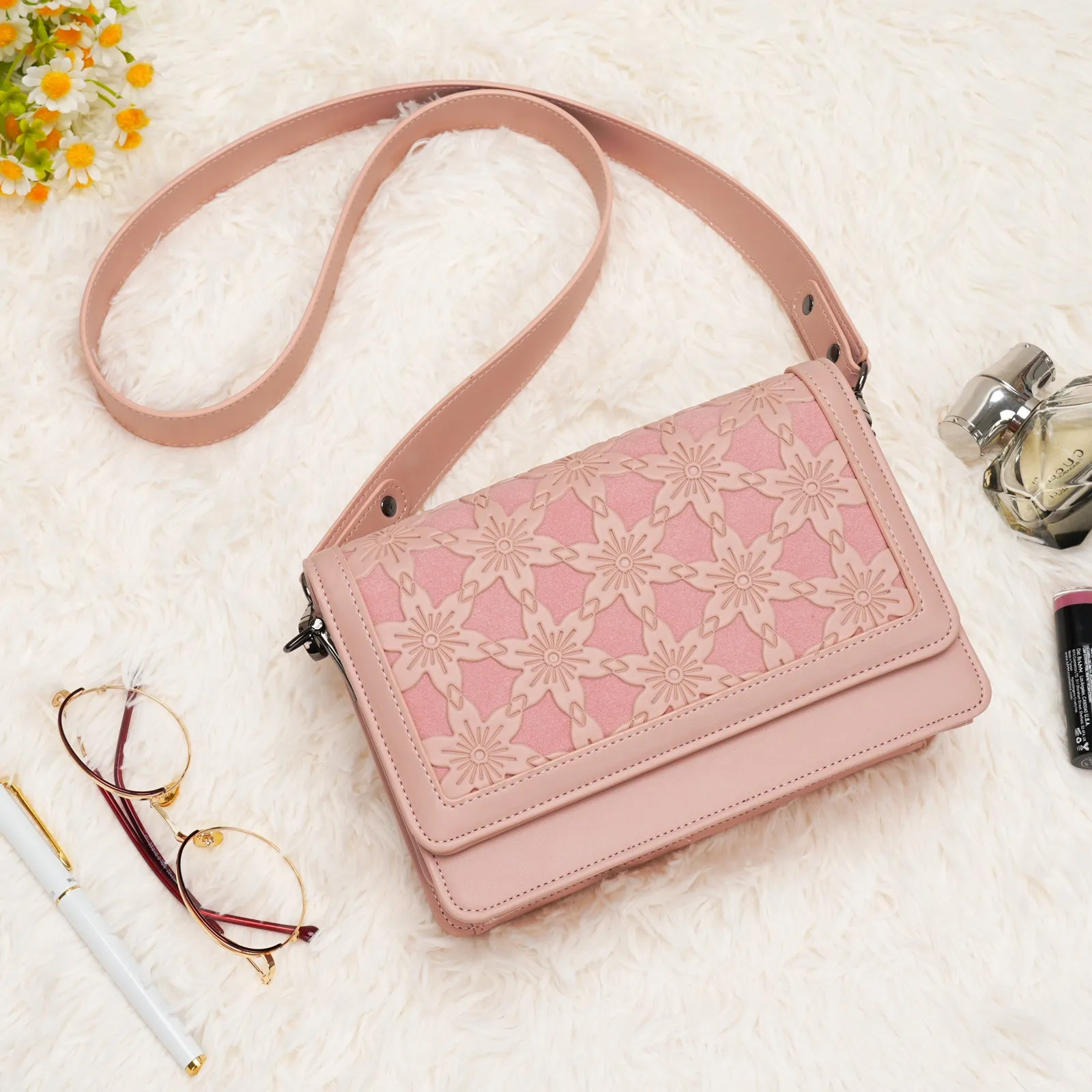 DesignerEmbossed Crossbody Bags for Women Vegan Leather Purses Small Shoulder Handbags - 1866