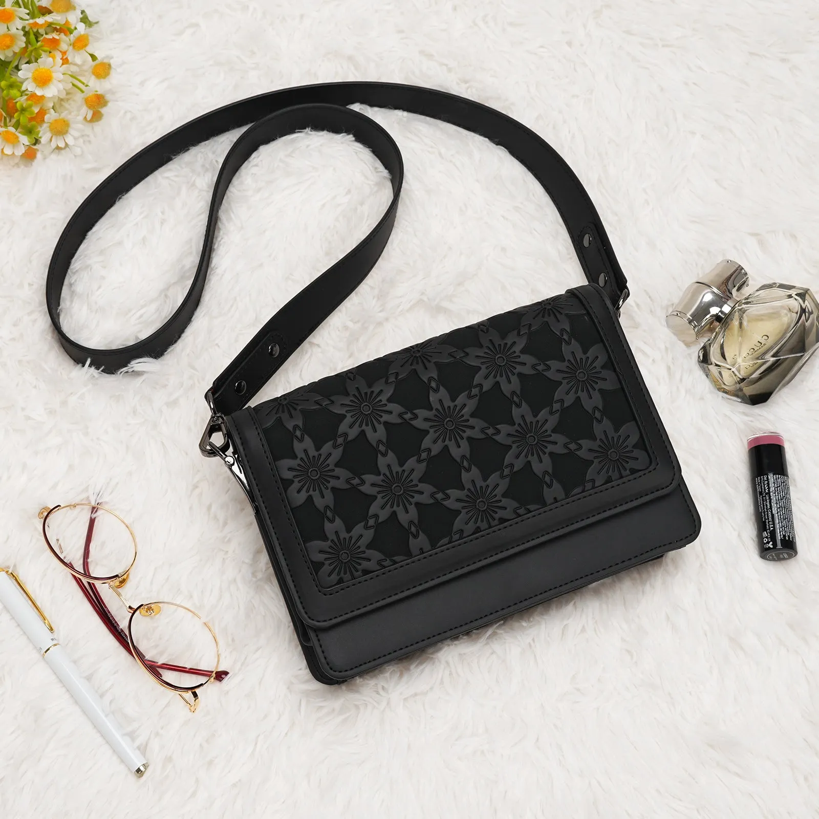 DesignerEmbossed Crossbody Bags for Women Vegan Leather Purses Small Shoulder Handbags - 1866