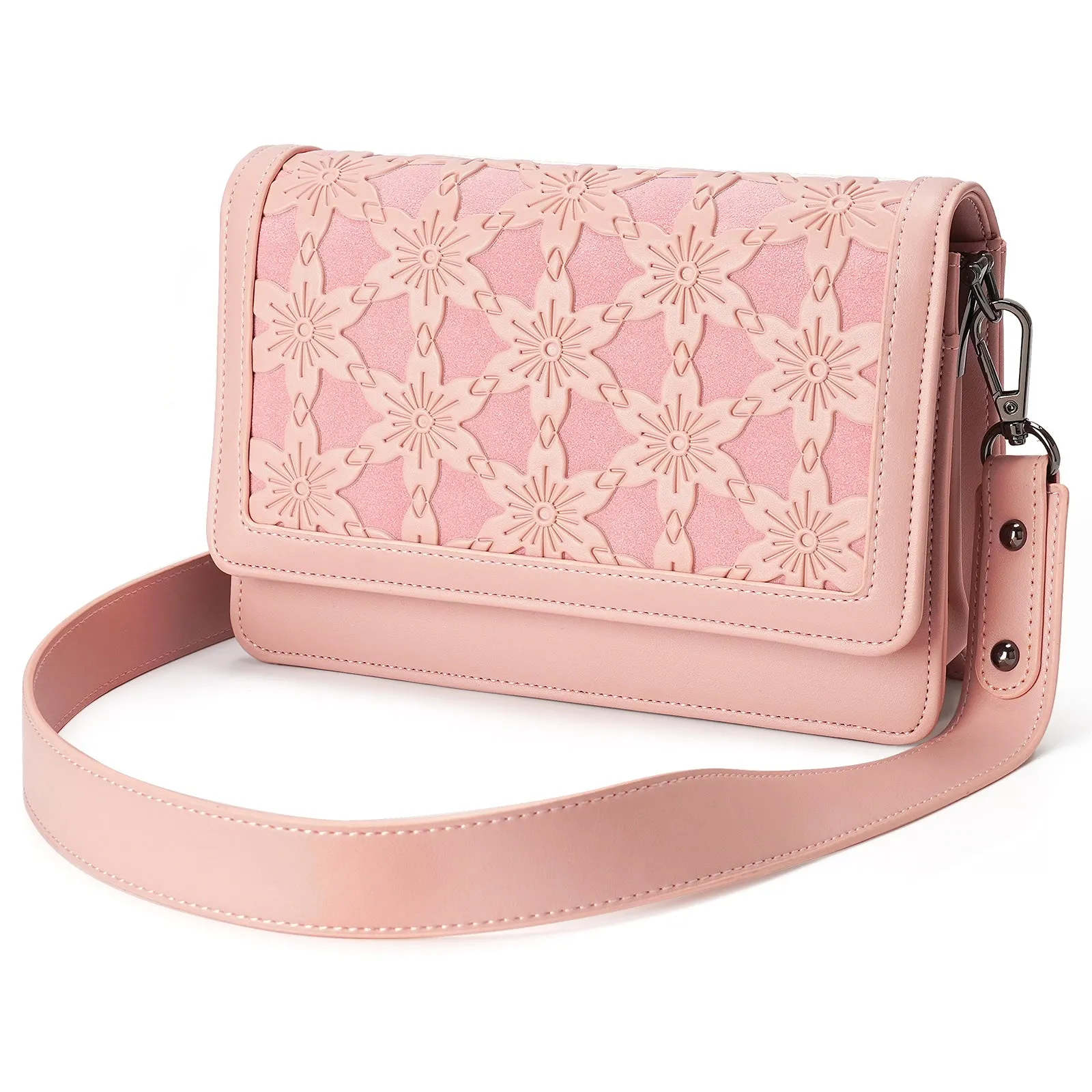 DesignerEmbossed Crossbody Bags for Women Vegan Leather Purses Small Shoulder Handbags - 1866
